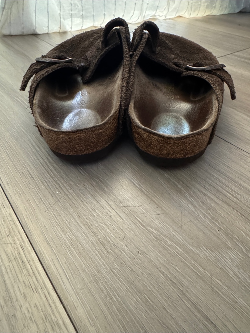 Birkenstock Brown Suede Boston Clogs - Picture 2 of 7